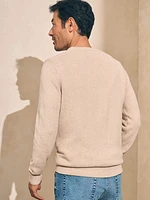 Marled Cotton Surf Stripe Crewneck - Desert Oat