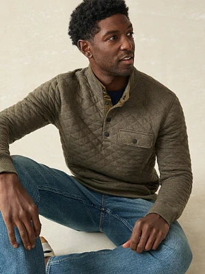 Epic Quilted Fleece Pullover - Olive Melange