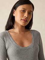 Pacific Pointelle Scoop Neck - Stonehill Heather
