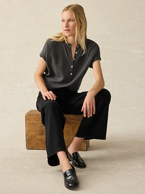 Dream Cotton Gauze Desmond Top - Washed Black