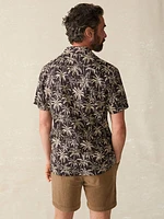 Short-Sleeve Hemp Blend Camp Shirt - Charcoal Tropic Trees