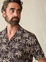 Short-Sleeve Hemp Blend Camp Shirt - Charcoal Tropic Trees