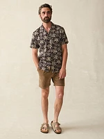 Short-Sleeve Hemp Blend Camp Shirt - Charcoal Tropic Trees