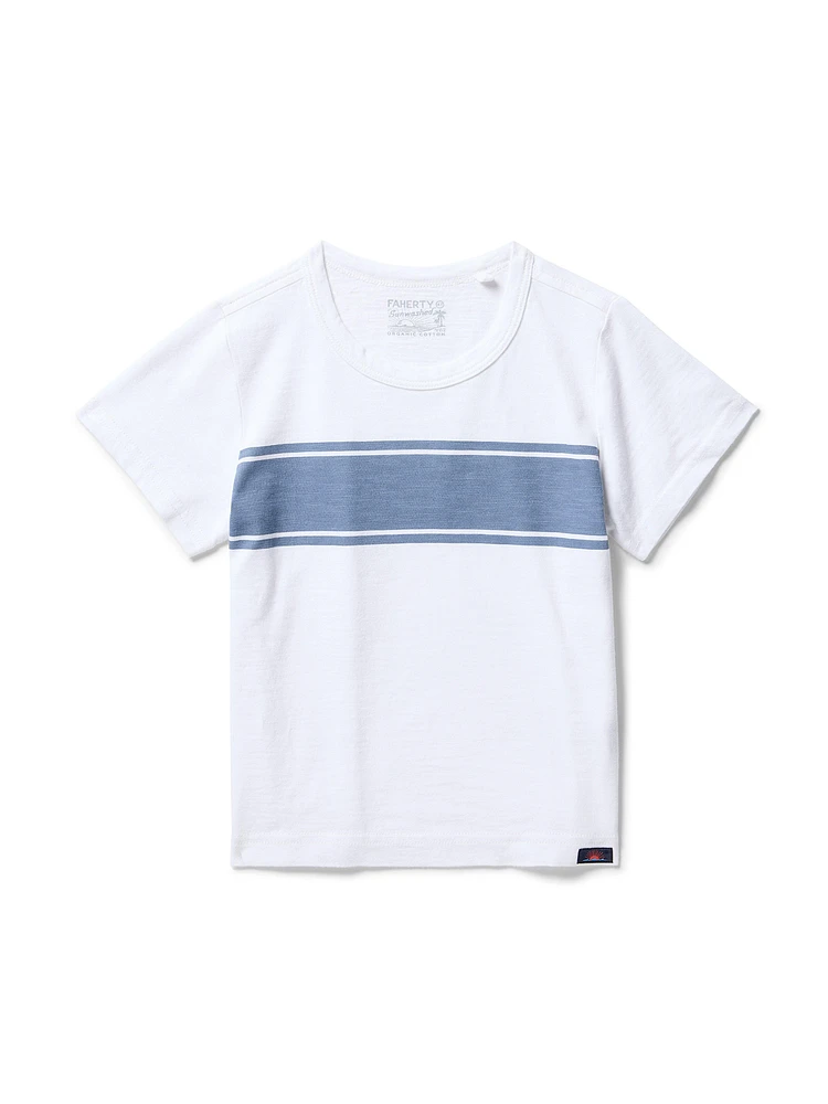 Kids Surf Stripe Sunwashed Tee - White