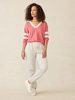 Organic Cotton Sunwashed Slub Varsity V-Neck