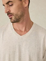 Short-Sleeve Sunwashed Regenerative Cotton V-Neck Tee - Island Dune Heather