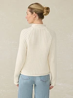 Sunwashed Cotton Rollneck Sweater - Egret