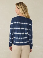 Tropical Cashmere Sweater - Indigo Tie Dye