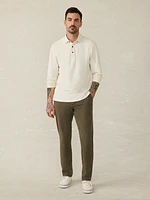 Long-Sleeve Field Knit Polo - Coastal Cream