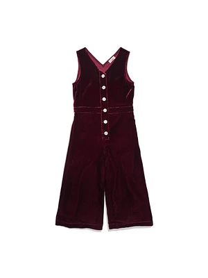 Kids Velvet Alina Jumpsuit - Maroon Banner