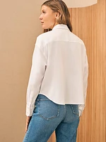 Stretch Oxford Cropped Shirt - White