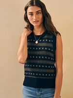 Highland Fair Isle Sweater Vest - Navy Multi