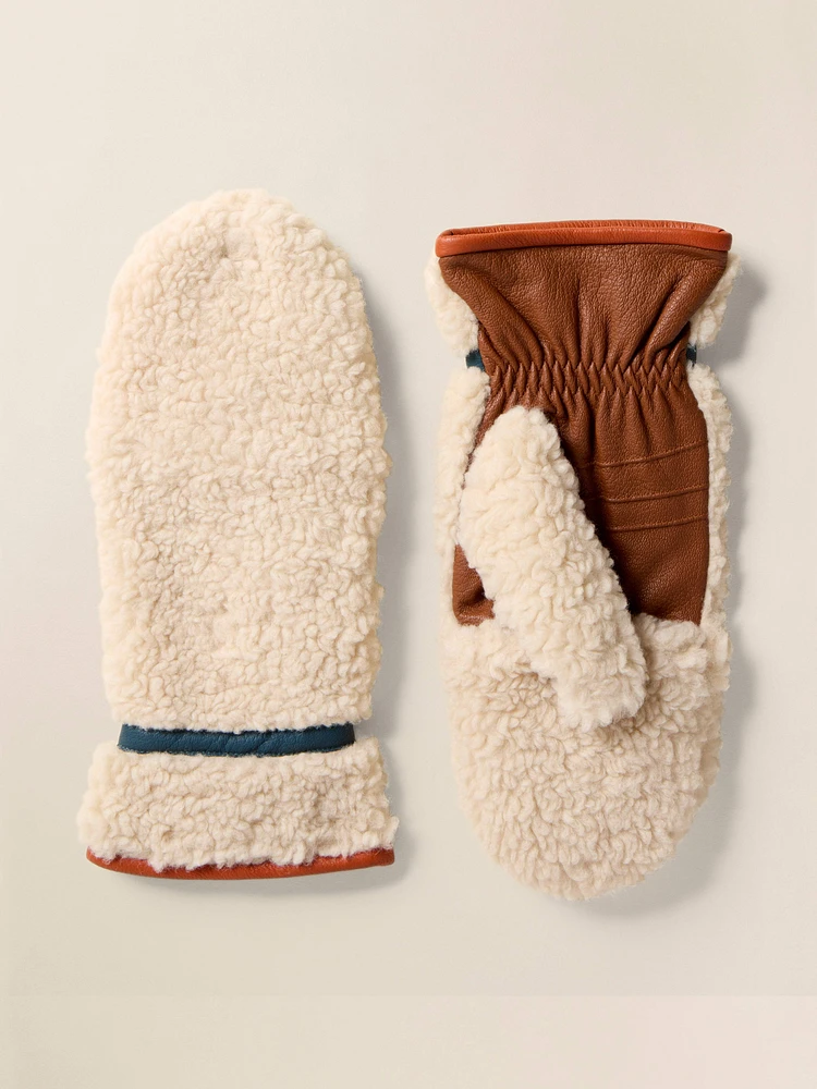 Fleece Pop Top Mitten - Cream