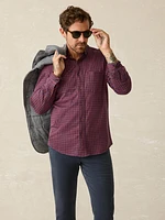 Coastline Knit Shirt - Navy Red Gingham