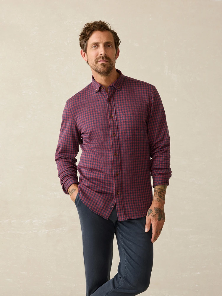 Coastline Knit Shirt - Navy Red Gingham