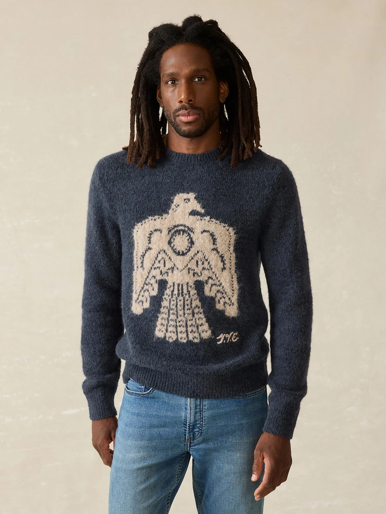 Thunder Voice Eagle Crewneck Sweater - Navy