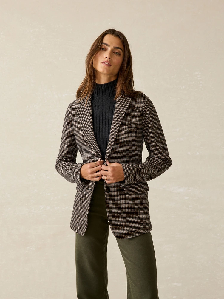 Inlet Knit Tweed Blazer - Mocha Mountain Houndstooth