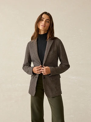 Inlet Knit Tweed Blazer - Mocha Mountain Houndstooth