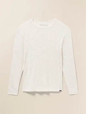 Long-Sleeve Cloud Waffle Crew - Ivory Heather