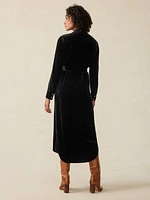 Stretch Silk Velvet Riley Midi Dress