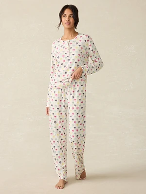Cloud Henley Pajama Pant Set - Sun Valley Palms