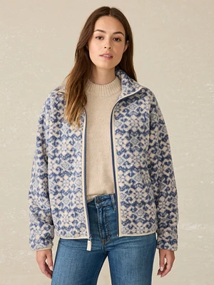 Fireside Fleece Jacket - Vintage Snowflake Geo