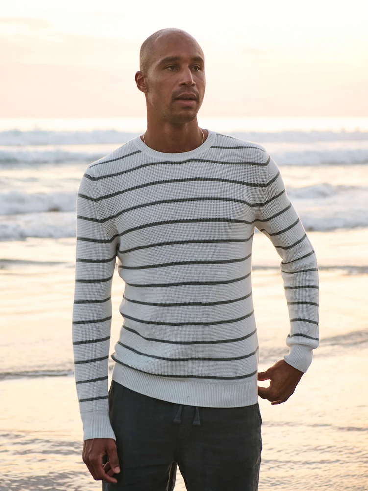 Sunwashed Crewneck Sweater - White Sage Stripe