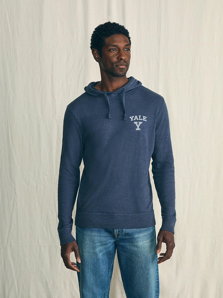 Sunwashed Slub Yale Logo Hoodie - Blue Nights