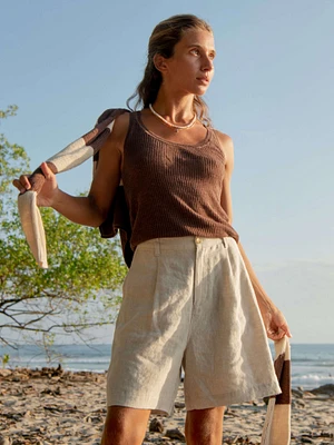 Miramar Linen Mini Rib Tank