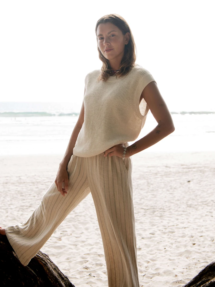 Miramar Linen Sweater Tank - Summer Sand