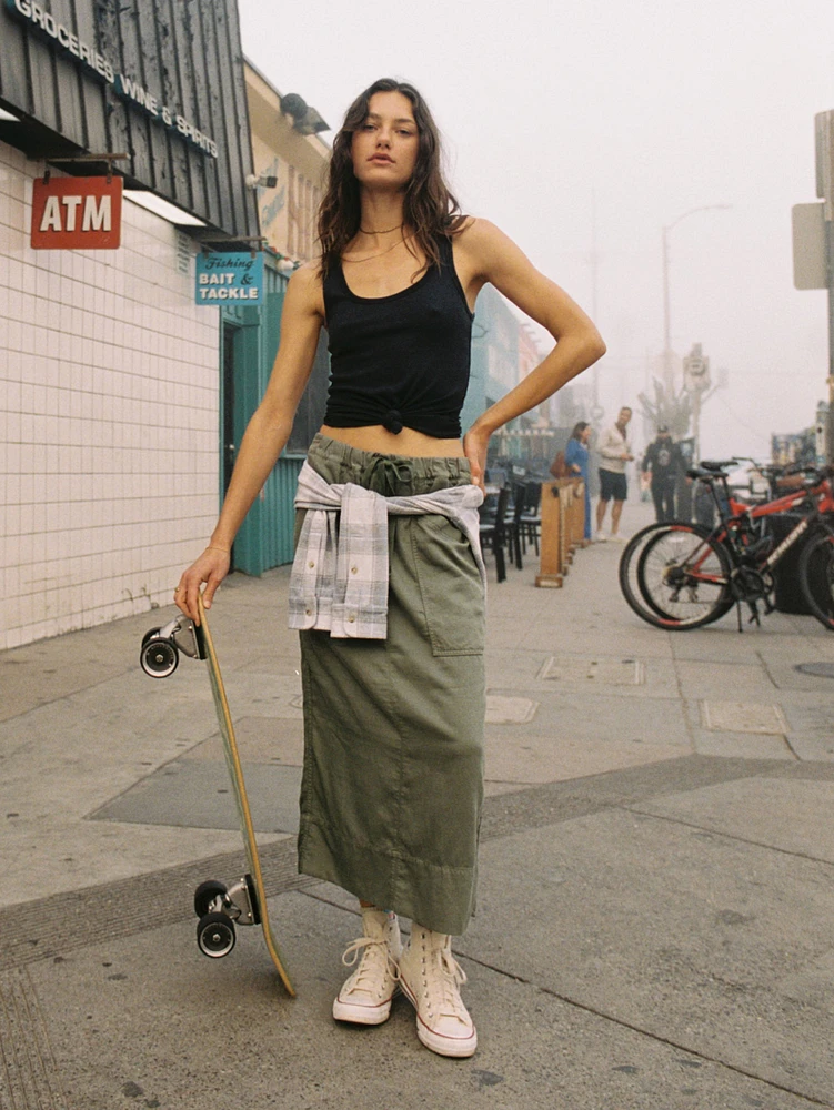 Topanga Drape Utility Skirt - Thyme