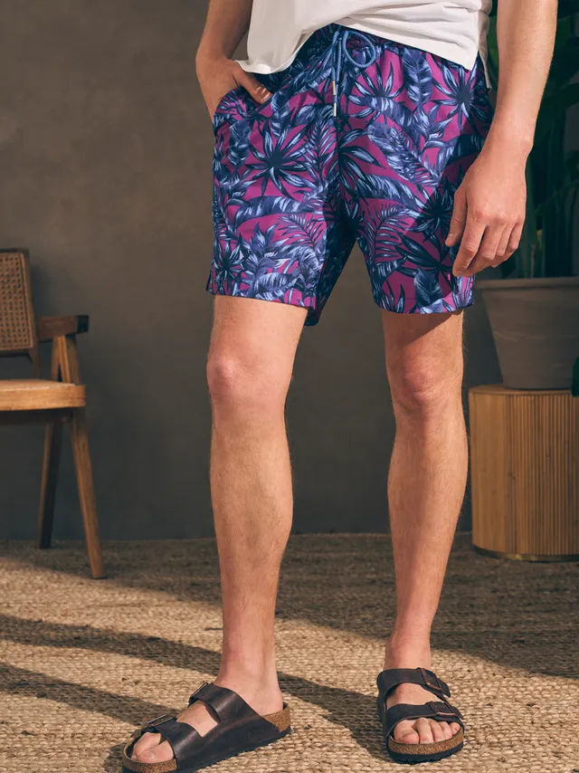 FAHERTY Long-Length Printed Recycled Swim Shorts for Men