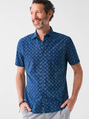 Short-Sleeve Tropical Cotton Shirt - Moonlight Batik