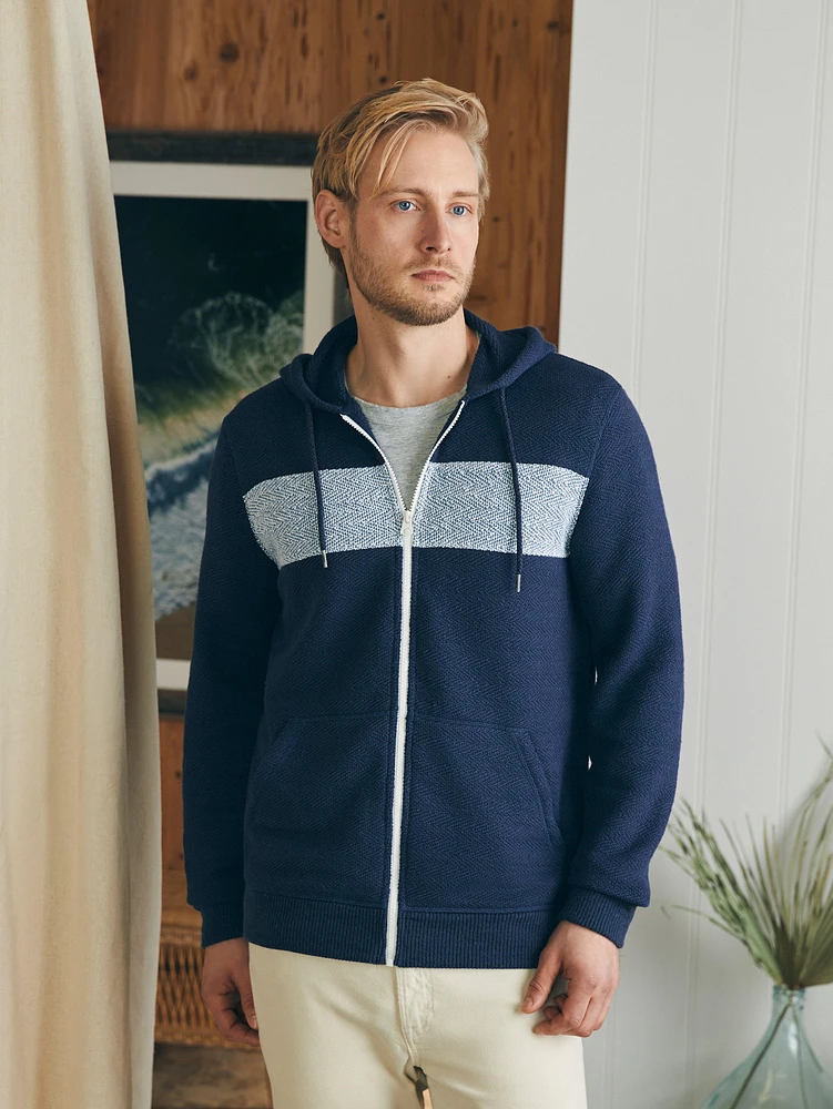 Whitewater Full Zip Hoodie - Blue Nights Surf Stripe