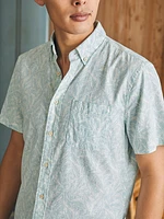 Short-Sleeve Breeze Shirt - Teal Jungle Leaf Print