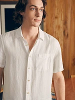 Short-Sleeve Palma Linen Shirt (Tall) - Bright White Basketweave