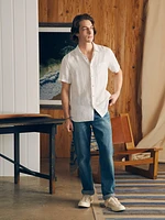 Short-Sleeve Palma Linen Shirt (Tall) - Bright White Basketweave