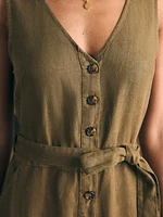 Linen Alina Jumpsuit - Military Olive