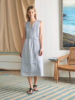 Isha Midi Dress - Blue Mini Stripe