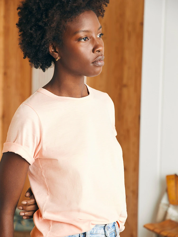 Sunwashed Crew Tee - Peach Whip