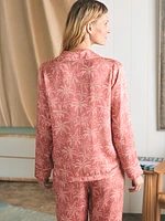 Sandwashed Silk Long Sleeve Pajama Set - Rose Tropic Trees