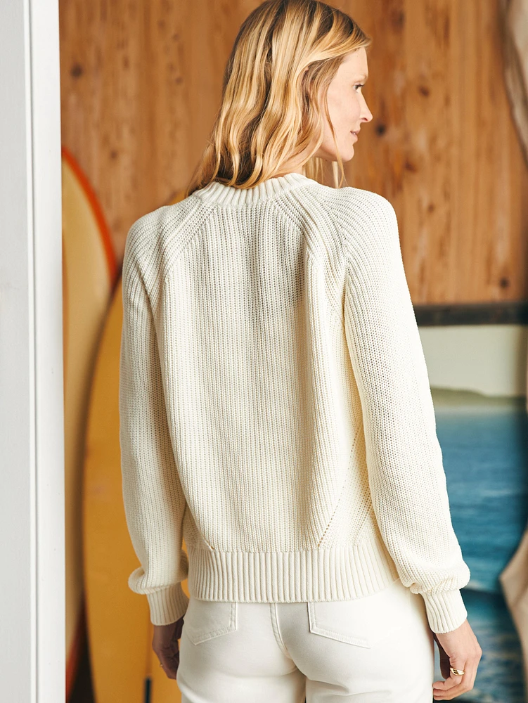 Sunwashed Fisherman Crew Sweater - Egret