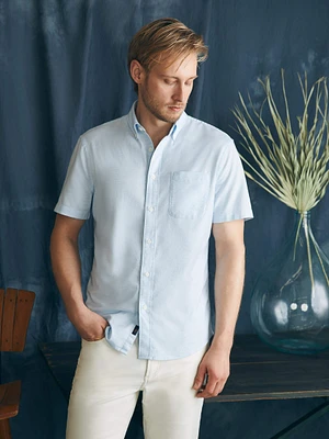 Short-Sleeve Supima Oxford Shirt - Blue Heather