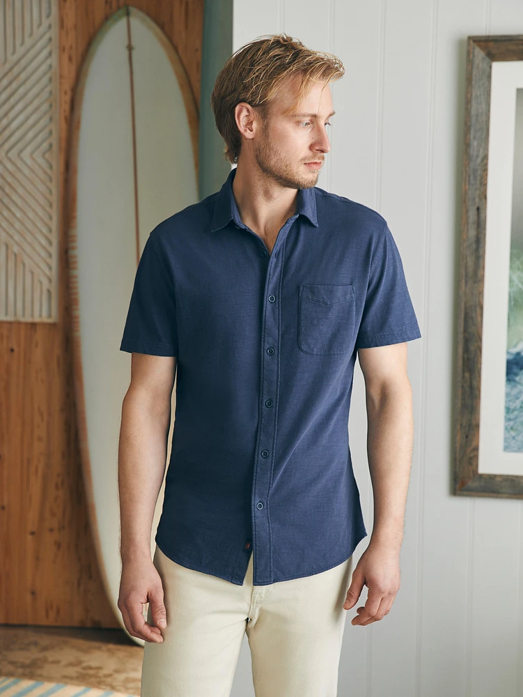 Short-Sleeve Sunwashed Knit Shirt (Single Pocket