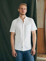 Short-Sleeve Sunwashed Knit Shirt (Single Pocket) (Tall) - White