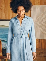 Tried & True Chambray Midi Shirtdress - Blue Tide Wash