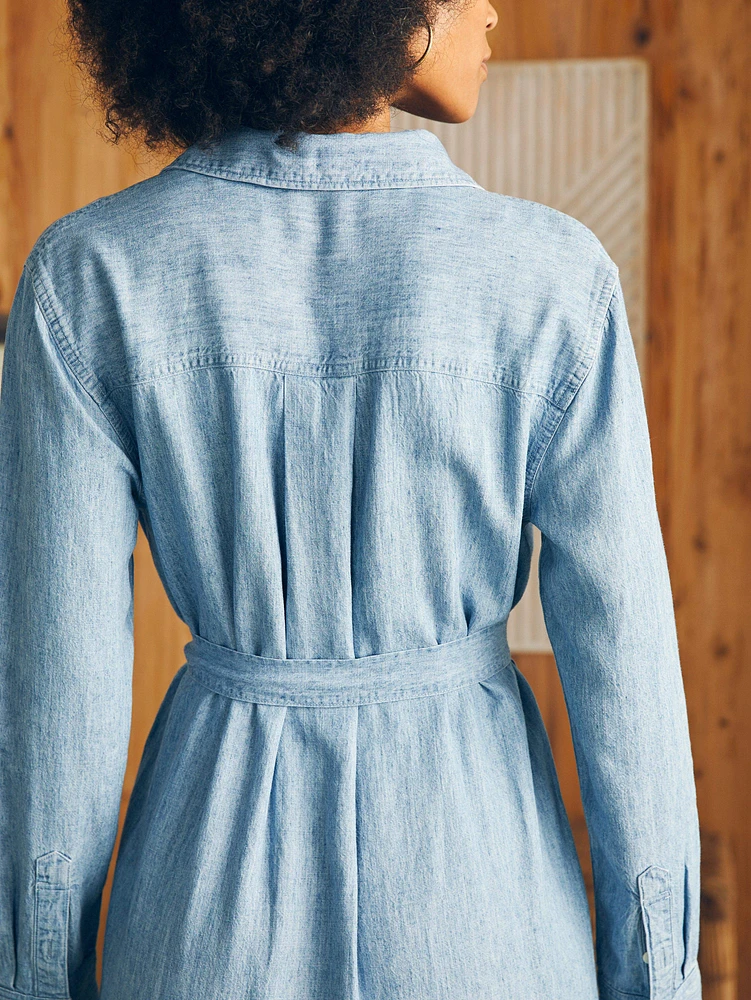 Tried & True Chambray Midi Shirtdress - Blue Tide Wash