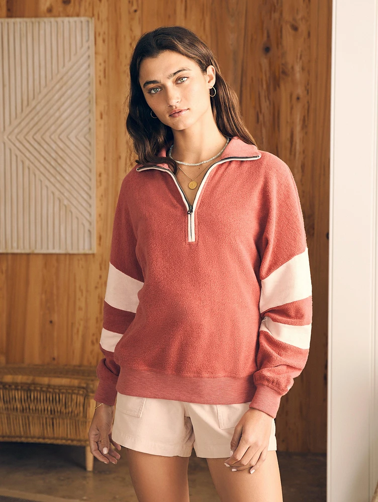 Beach Fleece Quarter Zip - Kelly Pink Multi