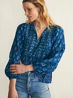 Silk Blend Solstice Blouse - Sunburst Mix Print