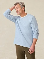 Cloud Reversible Crew - Ivory Heather Light Blue